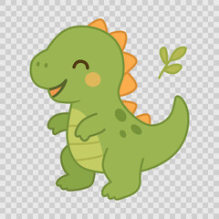 Adorable cute cartoon dinosaur. Perfect for kids' products, nursery wall art, baby apparel, birthday cards, educational materials, for toddlers and preschool use. Transparent background