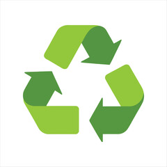 Obraz premium Flat design recycling symbol icon showing environmental friendliness and sustainability on white background