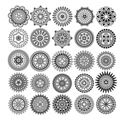 black vector mandala circles art