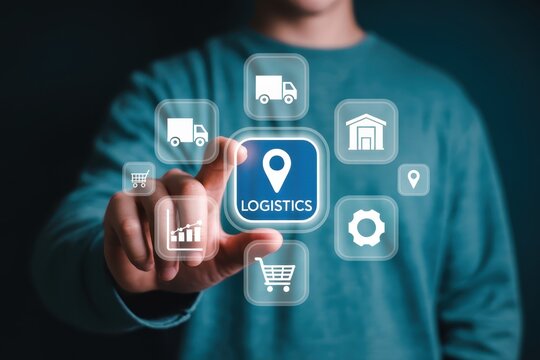 Person interacting with logistics interface. - Powered by Adobe