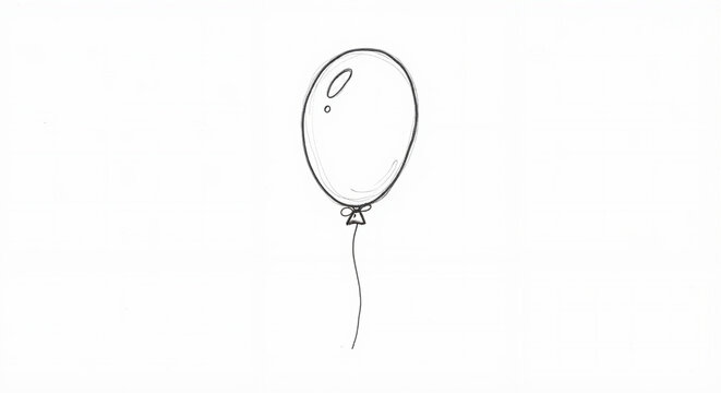 Single balloon pencil sketch in black and white for kids coloring