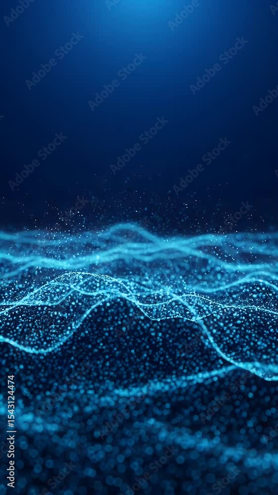 Poster abstract background blue particle wave motion light backdrop