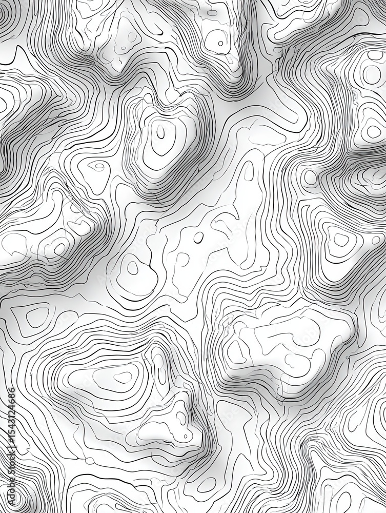 Poster organic geometric line drawing seamless pattern with a modern abstract topographic map design