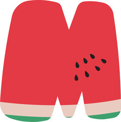 Watermelon Alphabet Letters A to Z &ndash; Fun and Juicy Cartoon Font for Summer and Kids Designs