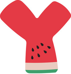 Watermelon Alphabet Letters A to Z &ndash; Fun and Juicy Cartoon Font for Summer and Kids Designs