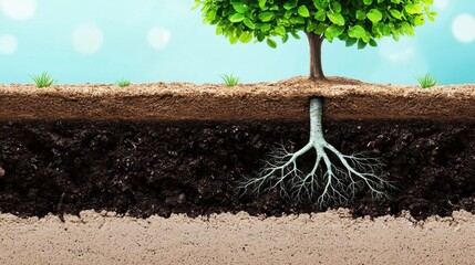 A tree growing from the ground