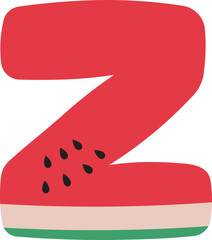 Watermelon Alphabet Letters A to Z &ndash; Fun and Juicy Cartoon Font for Summer and Kids Designs