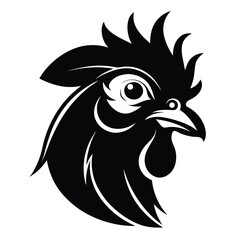 Striking monochrome rooster head profile evokes boldness and agricultural heritage beautifully with abstract details