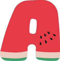 Watermelon Alphabet Letters A to Z &ndash; Fun and Juicy Cartoon Font for Summer and Kids Designs