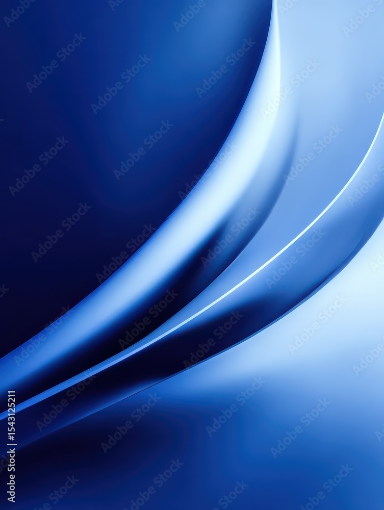 Poster abstract blue background with smooth curved shape by blue color with blurred lines and subtle gradie