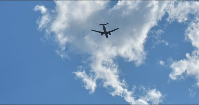 airplane flying in the summer sky
