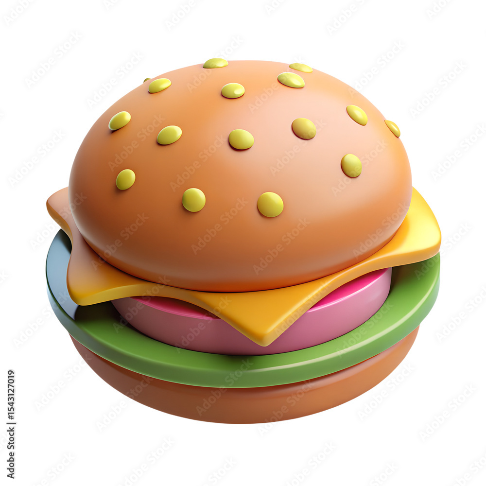 Aufkleber hamburger icon 3d rendering isolated on white background