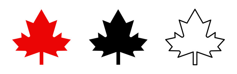 Vector illustration of Maple Leaf icon set isolated on transparent background