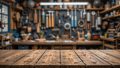 Old rusty tools on a wooden table with industrial and rustic textures