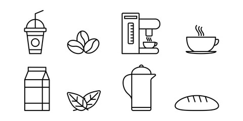 Vector illustration of Coffee icon set isolated on transparent background