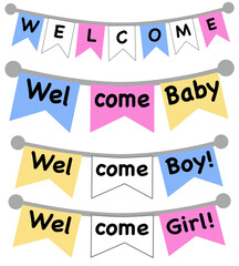 Printable Welcome Baby Decorations, Gender Reveal Party Flags