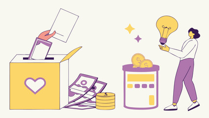 Vector cartoon illustration of a business boy shopping for food and drinks