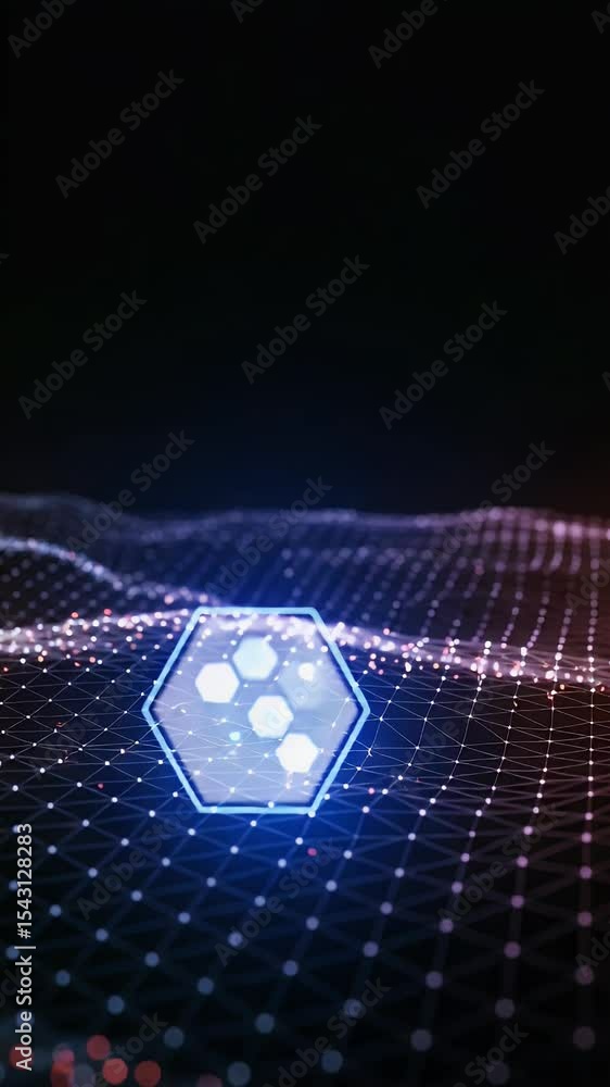 Poster abstract background hexagon motion graphics digital wave glowing 3d