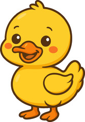 cute yellow duckling character with big eyes kawaii cartoon bird vector for kids and stickers