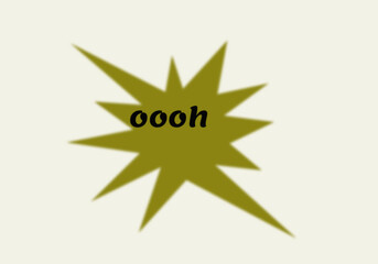 Retro olive green starburst graphic element with the word 