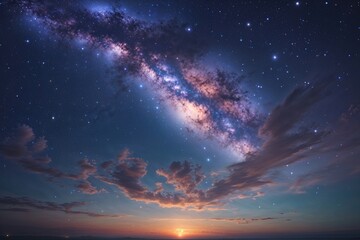 Celestial Wonder at Dusk A Dreamy Vision of Nebulae and Stars in the Night Sky