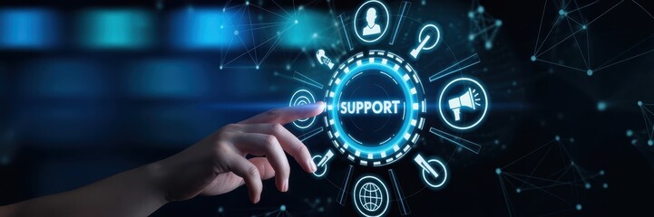 Digital interface showcasing support services.