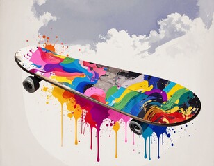 A skate with paints on it