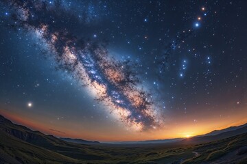 Fototapeta premium Breathtaking Milky Way Panorama Explore the Wonders of the Cosmos