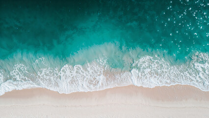 Aerial view of tropical beach and turquoise ocean