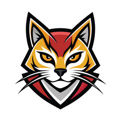 A colorful wildcat animal mascot head gazes intensely forward with bright yellow eyes and fierce whiskers