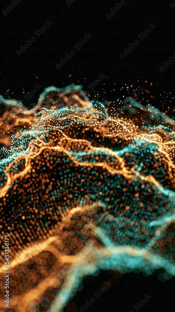 Aufkleber abstract background orange blue particle wave motion dynamic form