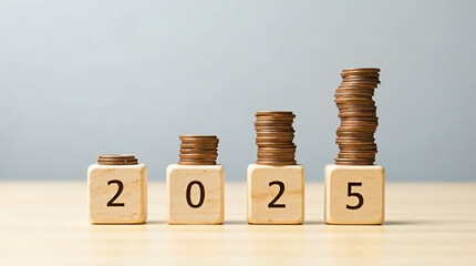 Financial Growth from 2022 to 2025 with Stacked Coins.