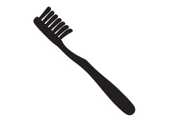 Toothbrush logo silhouette vector, Toothbrush logo icon, toothbrush silhouette vector illustration, simple black toothbrush silhouette logo vector on a white background.