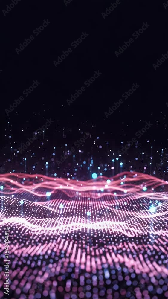Poster abstract background purple glitter particle data wave motion bokeh