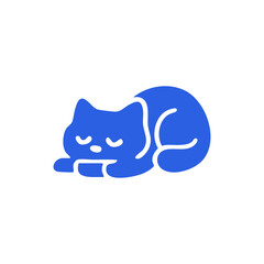 Simple graphic of a sleeping blue cat