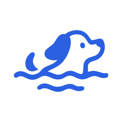 Simple blue outline of a dog swimming