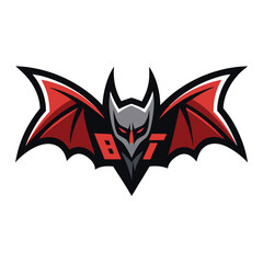 Red and black bat logo with sharp wings and grey head looks formidable