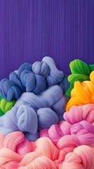 Abstract Colorful Paint Swirls on Purple Background