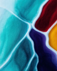 Abstract Fluid Painting with Vibrant Teal Purple Red and Gold