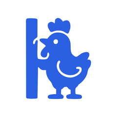 Simple blue chicken illustration