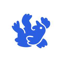 Blue stylized chicken icon