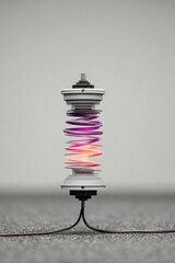 Abstract Spiral Art Piece with Purple Orange and Pink Lighting