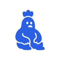 A stylized, blue, cartoonish creature with a small cloud-like headpiece
