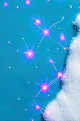 Abstract Winter Background with Pink Sparkles and White Snow