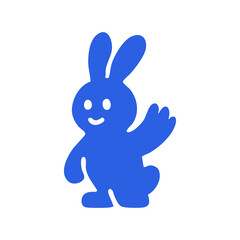 Friendly blue rabbit illustration
