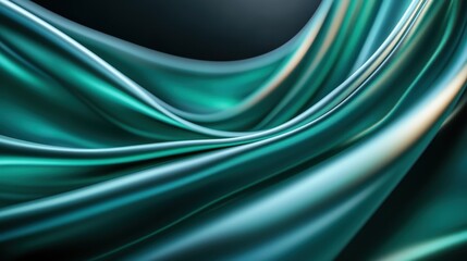 This image showcases a beautiful flowing teal fabric, emphasizing its smooth texture and dynamic motion, creating a sense of elegance and sophistication in fabric design.