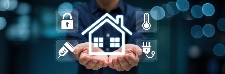 Smart home security system displayed in hands.