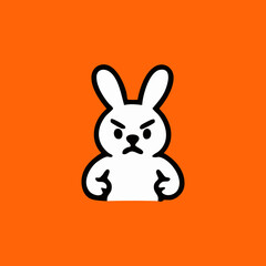 Simple graphic of an angry white rabbit