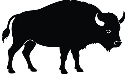 Bison buffalo  black silhouette vector
