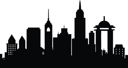 Boston City Skyline black silhouette vector,City Skyline illustration